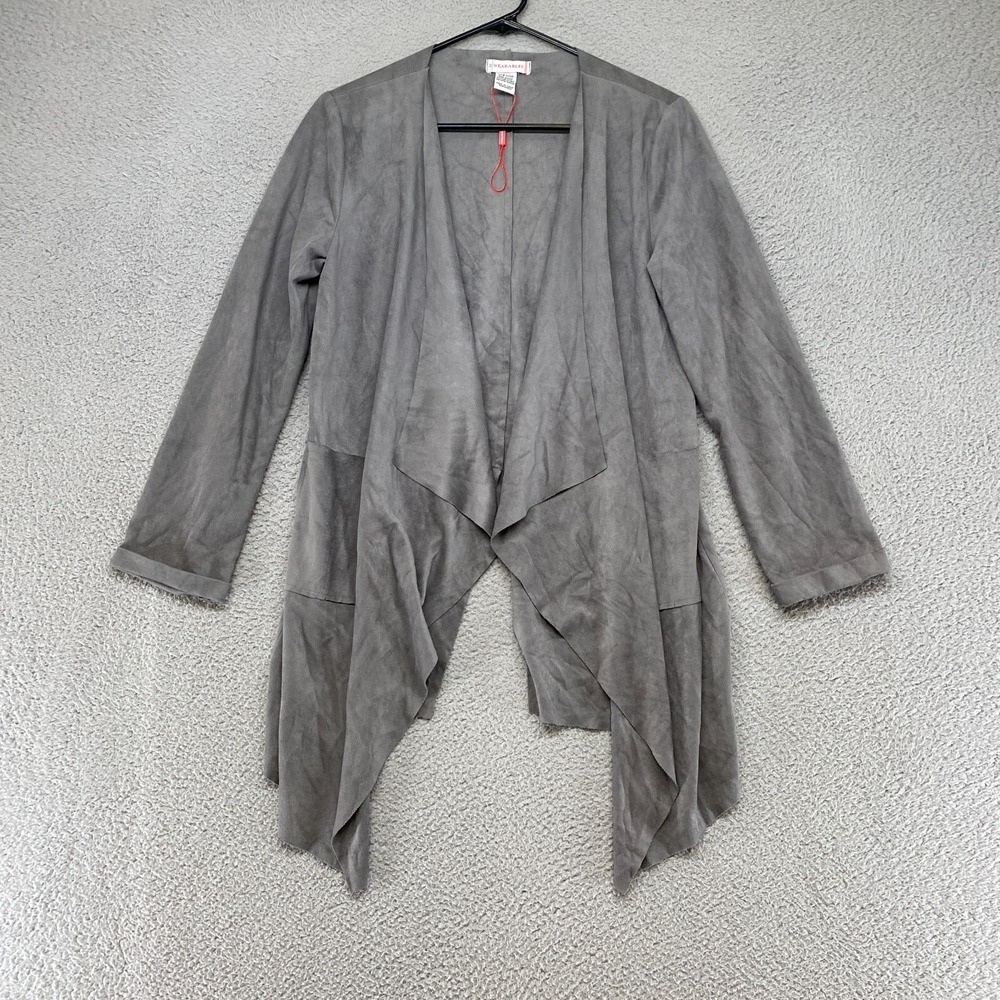 XCVI Wearables Cardigan Womens‎ XS Faux Suede Gray Waterfall Lagenlook Layering
